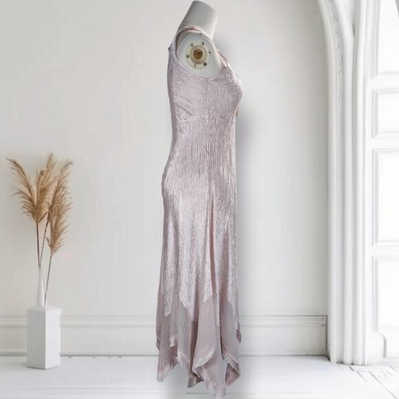 Komarov 2-Piece Hanky Hem Midi Dress & Chiffon Jacket Pink Beaded Neck Size S - Picture 5 of 16